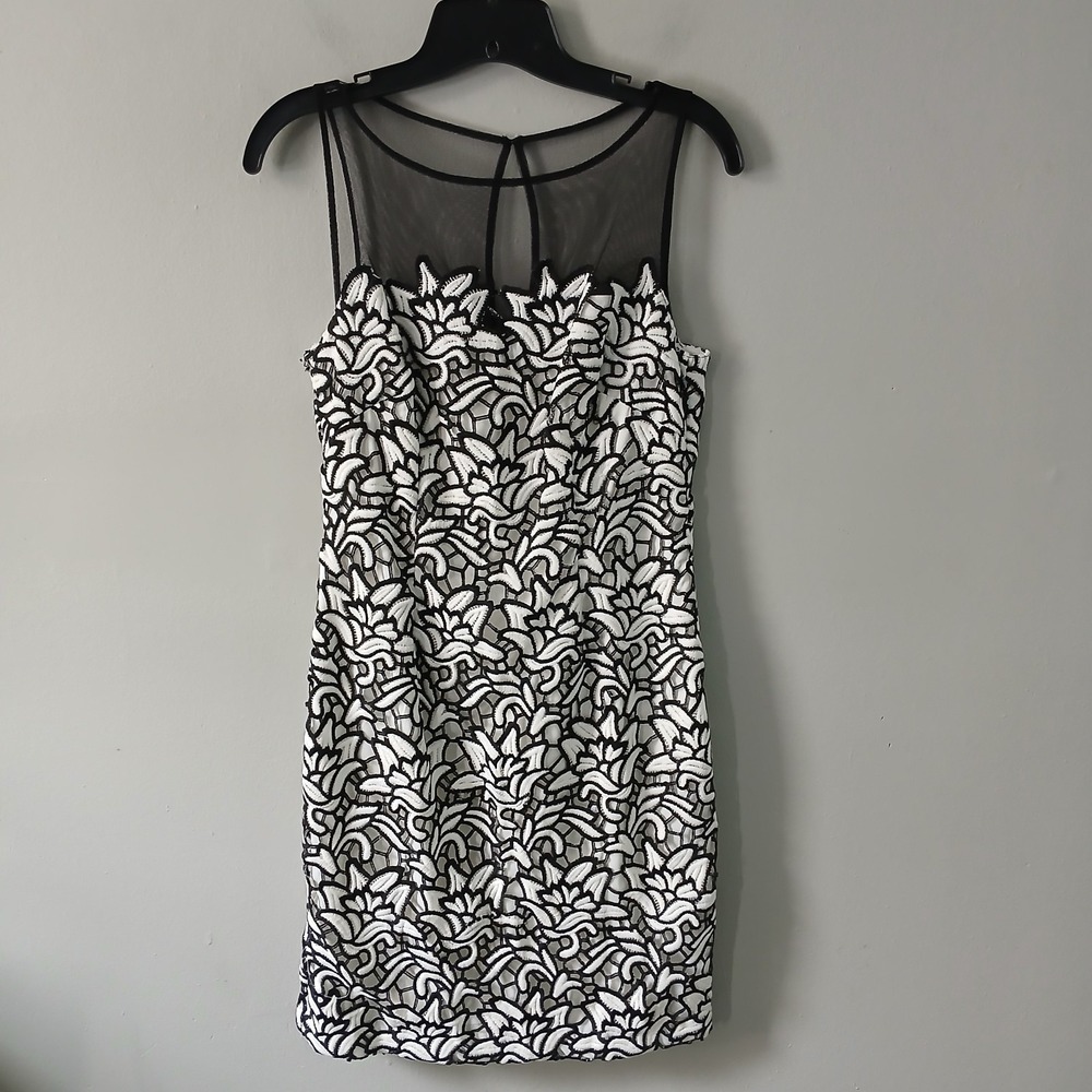 Aidan Mattox Women's Size 6 Sheath‎ Dress Crochet Floral Lace Sleeveless Mini